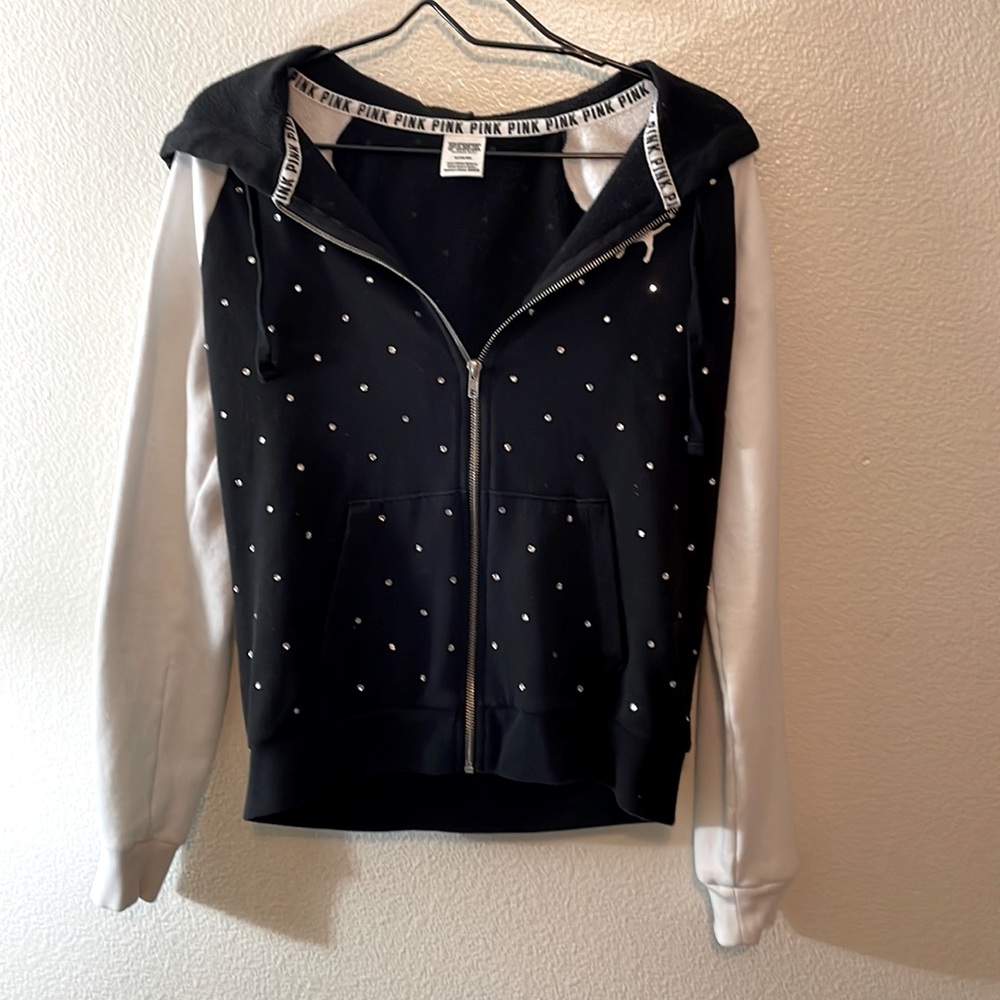 💖 Pink Victoria Secret Rhinestone Zip Hoodie  jacket size medium